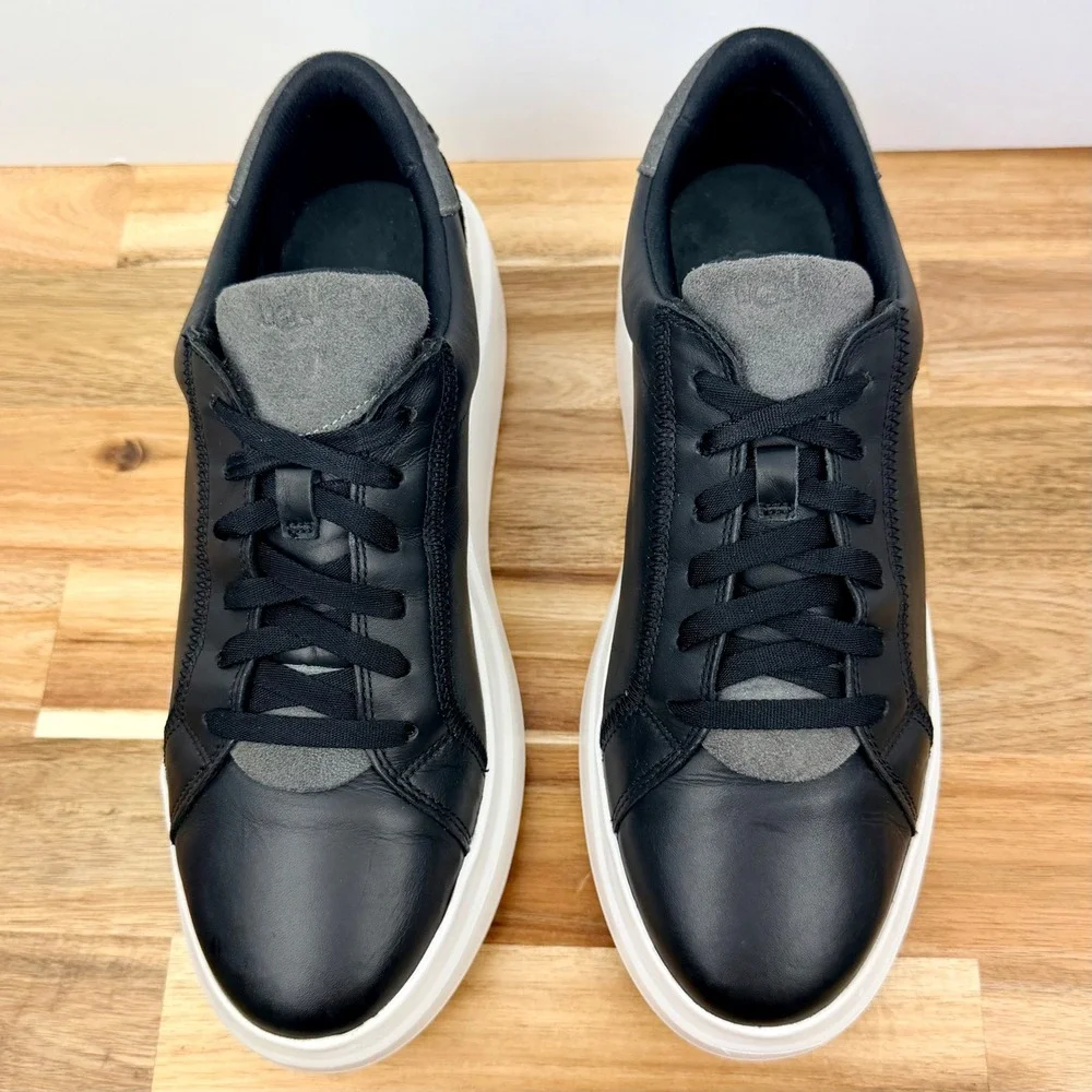 UGG Scape Lace Womens Black Leather Platform Sneakers Size 10